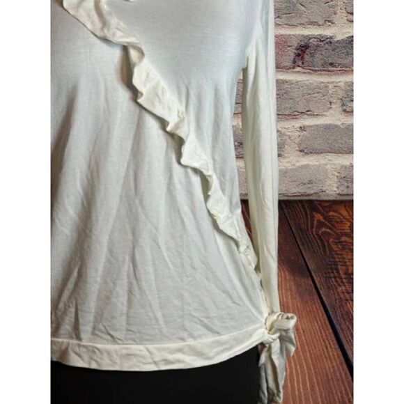 J. Crew Mercantile | Ivory Ruffle-Trim Wrap Top - Size Small - Picture 2 of 5